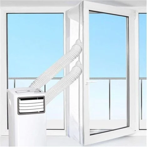 Kit di sigillatura portatile da 400 cm per porte e finestre di condizionatori, asciugatrici e deumidificatori, per la sigillatura del tubo di scarico, con chiusura a cerniera, facile da installare.