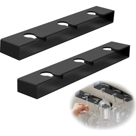 Portabicchieri sospeso, portabicchieri sospeso, portabicchieri sospeso, portabicchieri per casa, bar, cucina, ristorante, nero (2 pezzi)
