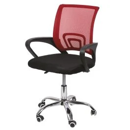 Sedia scrivania con ruote, nero e rosso, Deluxe