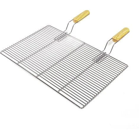 Griglia rettangolare per BBQ 54x34 cm In acciaio inox con manici Per grill a gas, a sfera ecc