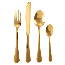 Set 4 posate in acciaio, oro lucido, 5Th Avenue Sibilla