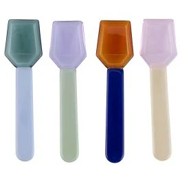 Set 4 cucchiaini dessert bicolor in vetro borosilicato, Glass