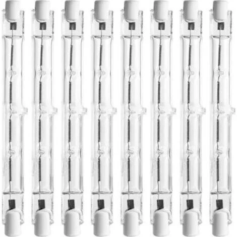 Confezione da 8 lampadine alogene dimmerabili R7s da 118 mm, 500 W, 2800 K, luce bianca calda – 7000 lumen – 220-240 V CA – Per illuminazione professionale - AC220-240 V