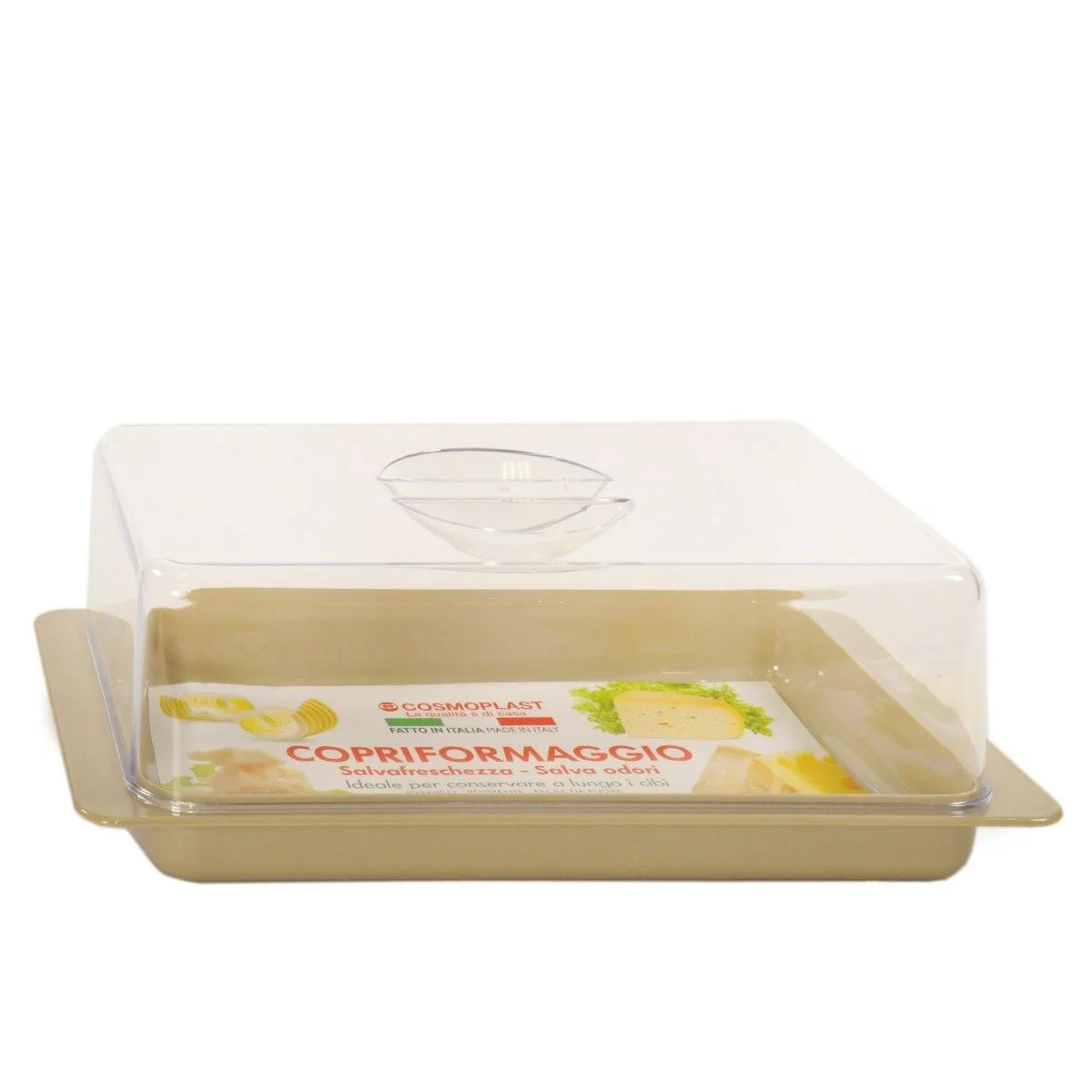 Porta Formaggio Rettangolare PVC con Coperchio Beige