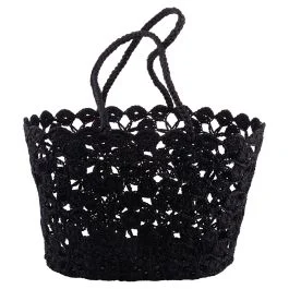 Borsa effetto uncinetto, nero, Crochet
