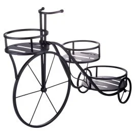 Bicicletta portavasi 3 ripiani in ferro battuto 78x25x48 cm, nero, Esté