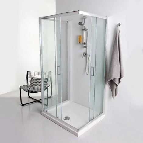 Cabina Doccia 3 Lati In Vetro 70X100 Scorrevoli E Lato Fisso 70Cm