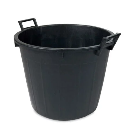 Mastello in plastica a due manici senza fori per mosto del vino e agricoltura nero -65 litri