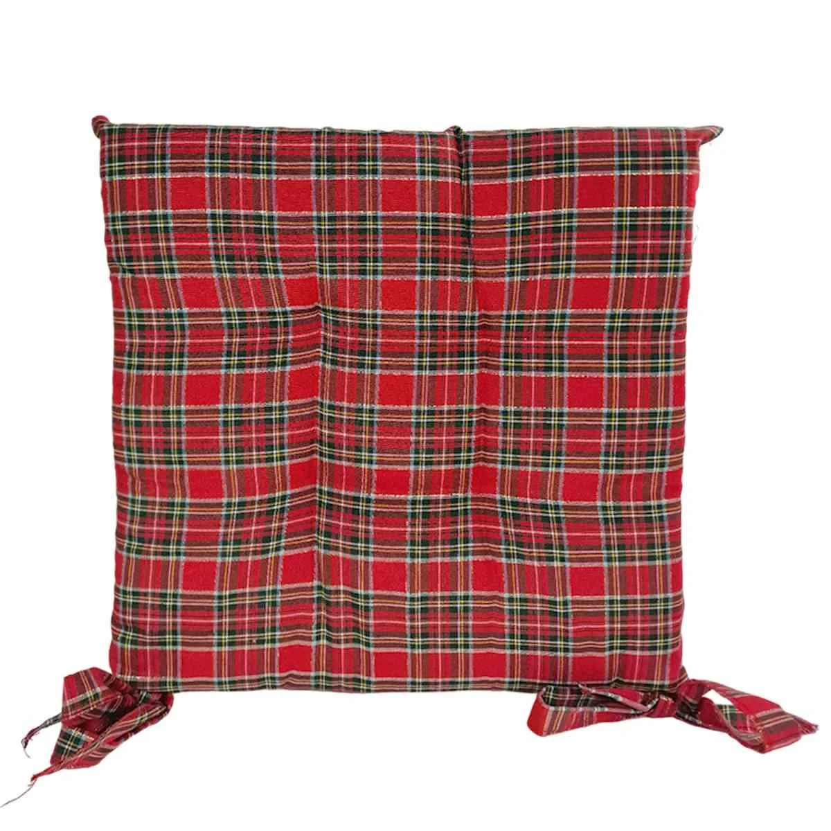 Cuscino Sedia in Tessuto Natale Scozzese Lurex cm.40x40