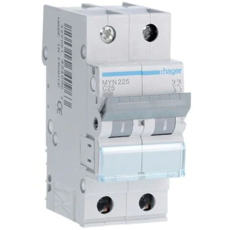 Interruttore magnetotermico Hager 2P 25A 4,5KA C 2 moduli MYN225