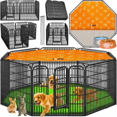 LOVPET® LovPet Cucciolo Recinto libero Run Cucciolo Run Cane Playpen Pet Playpen Canicon porta e resistente alle intemperie Playpen per canegattocuccioloGrey / XXL (con telone protettivo)