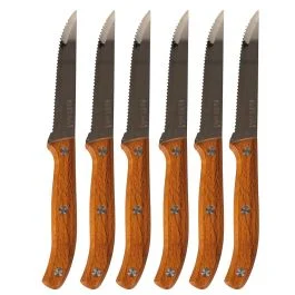 Set 6 coltelli bistecca, impugnatura in legno, SìChef