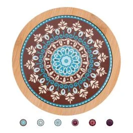 Mattonellina tonda decorativa in ceramica e bambù, Cala Jondal