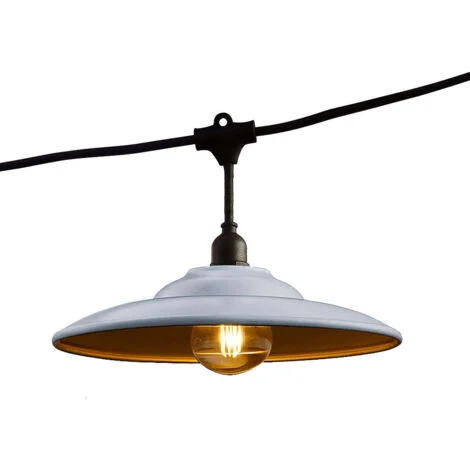 Ghirlanda con paralume in acciaio 6M 10xE27 BOWL GALVA