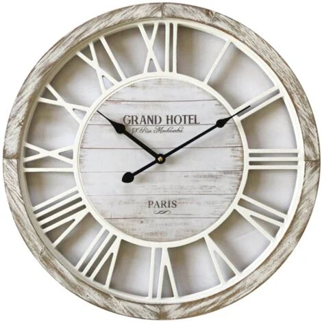 Rebecca Mobili Orologio da Parete Orologi Shabby Legno Bianco 50x50x4,5