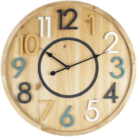 Rebecca Mobili Orologio Parete Moderno Mdf Marrone Camera Ufficio Sala 50x50x4,5