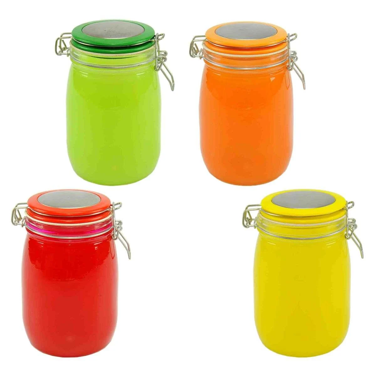 Barattolo Vetro Color Ermetico cm.17 4 Colori