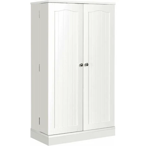 COSTWAY Credenza per Cucina con Doppia Anta, Armadio Dispensa con 6 Ripiani Regolabili, per Sala da Pranzo Salone Ingresso, 59 x 30,5 x 103 cm, Bianco