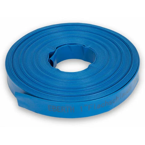 EBERTH 1 Tubo da Giardino Tubo Flessibile Piatto Per Pompe in 30m di Lunghezza, 1 Pollice, 25mm di Diametro, PVC Flessibile e Resistente, Tubo Industriale, Tubo per Acqua per Irrigazione, in Blu