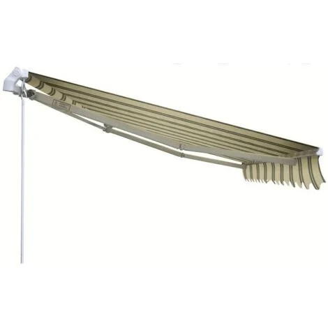 TENDA DA SOLE BALCONE ESTERNO AVVOLGIBILE RULLO 3x2 mt INCLINAZIONE FISSA BEIGE/VERDE RIGATA 260v
