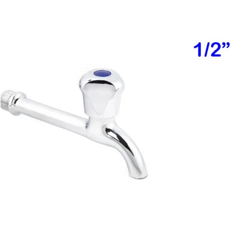 RUBINETTO A MURO CROMATO BAGNO CUCINA ATTACCO 1/2" CANNA LUNGA 17CM DGO-152