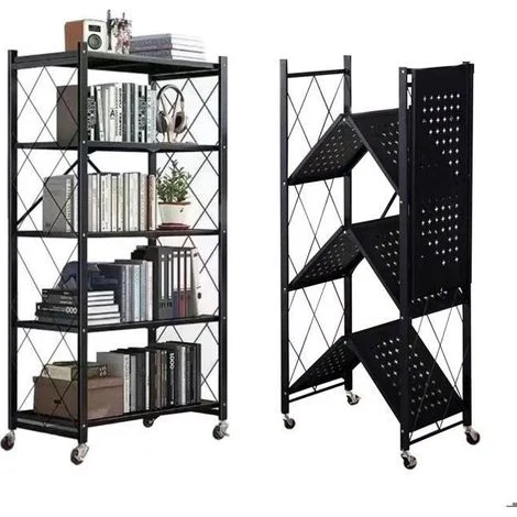 SEVEN COMFORT Scaffale di stoccaggio pieghevole a 5 piani in metallo con ruote - 100 kg - Per cucina, bagno, soggiorno