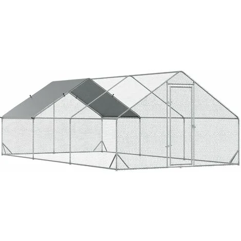 Pollaio Gabbia per Galline da Esterno 3x6x2m Telaio Zincato Argento
