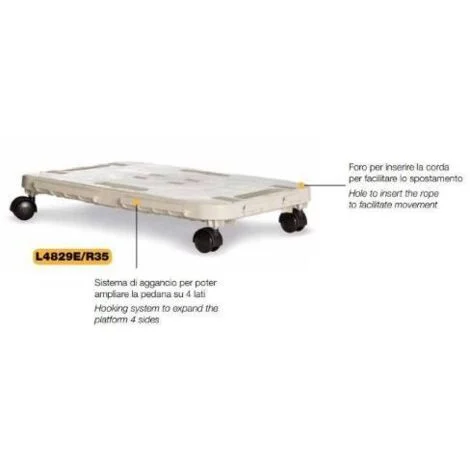 PEDANA C/RUOTE DOLLY HOME 48X29X12,5 CM ECRU