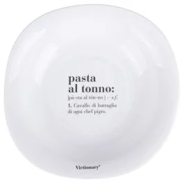 Piatto fondo quadrato in vetro opalino, bianco, Victionary Pasta al tonno