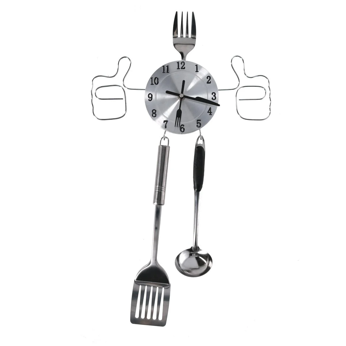 Orologio a Parete Metallo Posate Argento cm.58x33,5x4