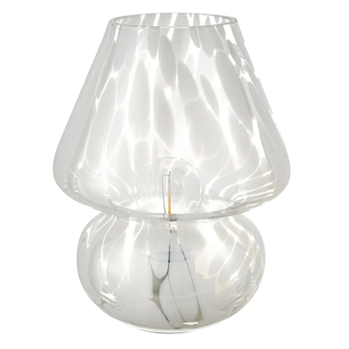 Lampada Tavolo Led Vetro Fungo Bianco cm.18