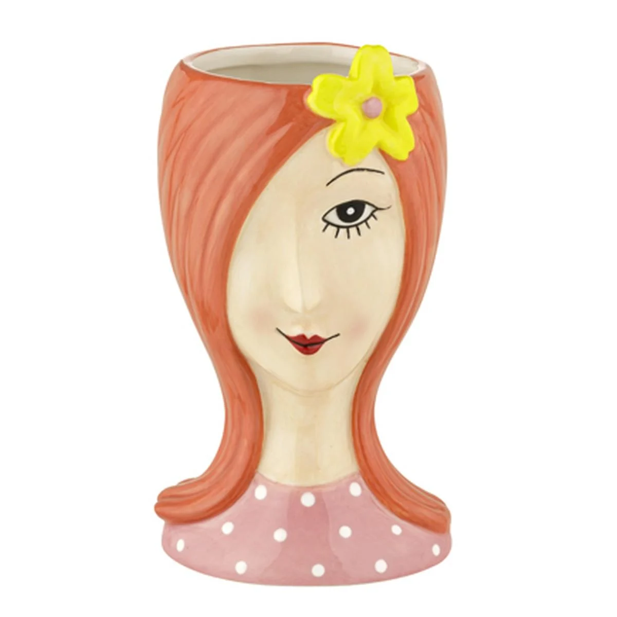 Vaso Ceramica Girl Sister con Ciuffo cm.9x9x17