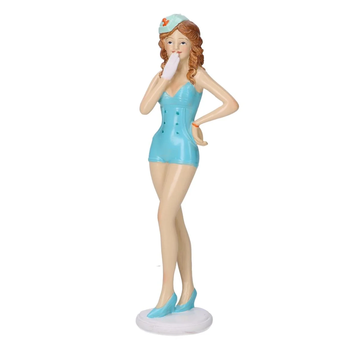 Decorazione Mare Donna con Cappellino Azzurro cm.6x4,5xh17,5
