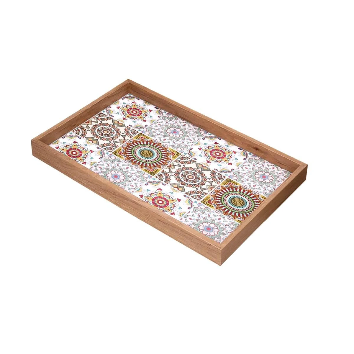 Vassoio Legno Rettangolare Crema con Bordo Naturale cm.39x24xh3