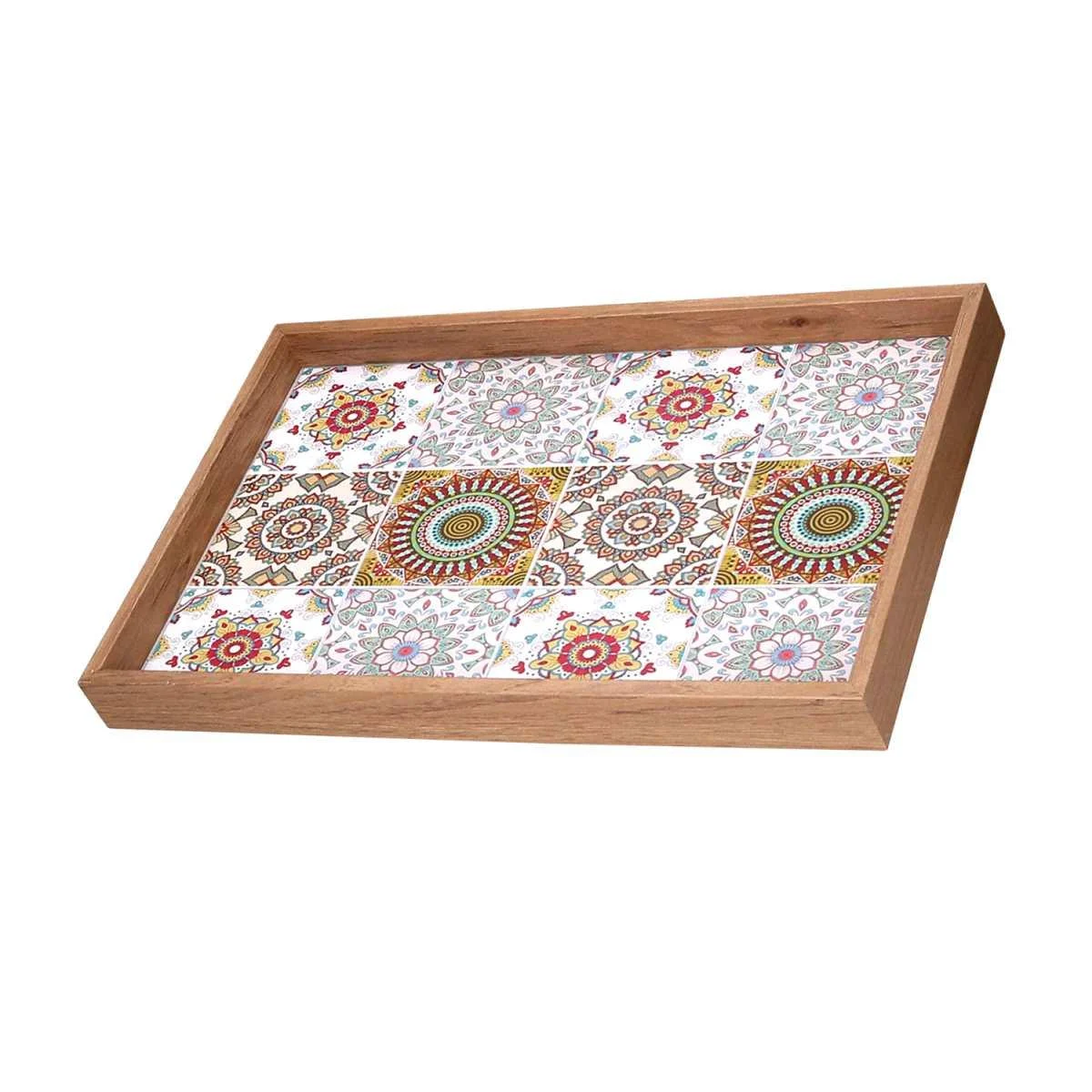 Vassoio Legno Rettangolare Crema con Bordo Naturale cm.42x27xh3,5