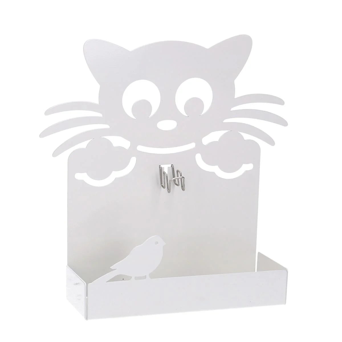 Portazampirone Metallo Gatto Bianco cm.18x5h18
