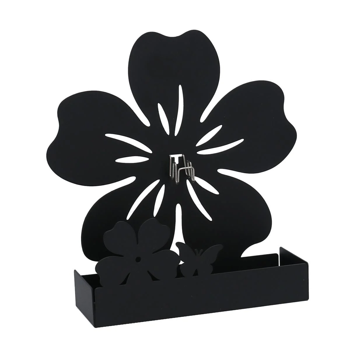 Portazampirone Metallo Fiore Nero cm.17x5h17,5