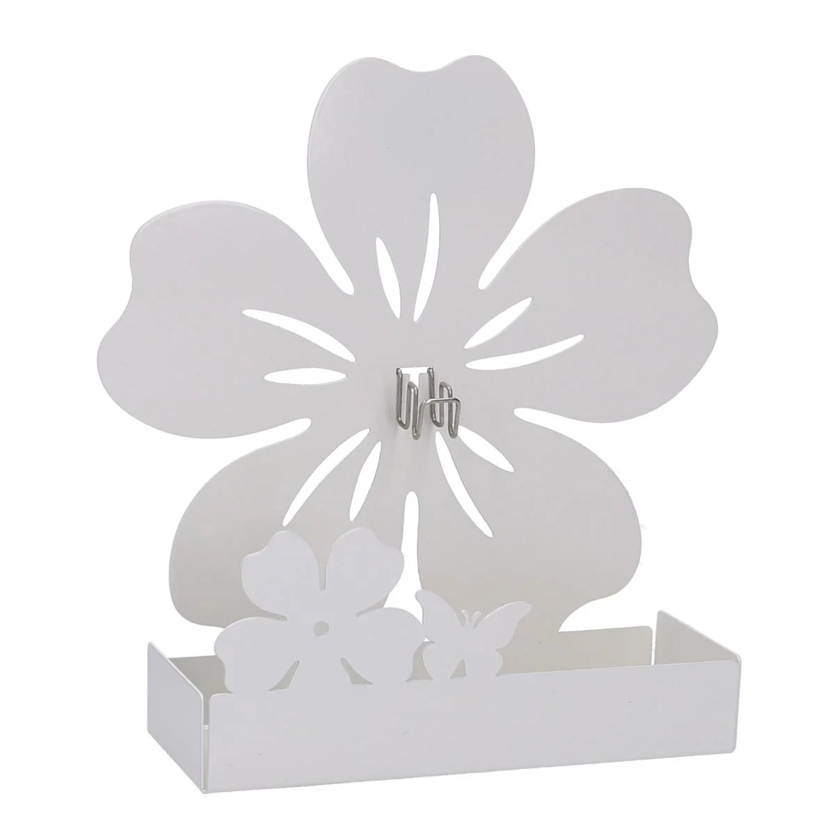 Portazampirone Metallo Fiore Bianco cm.17x5h17,5