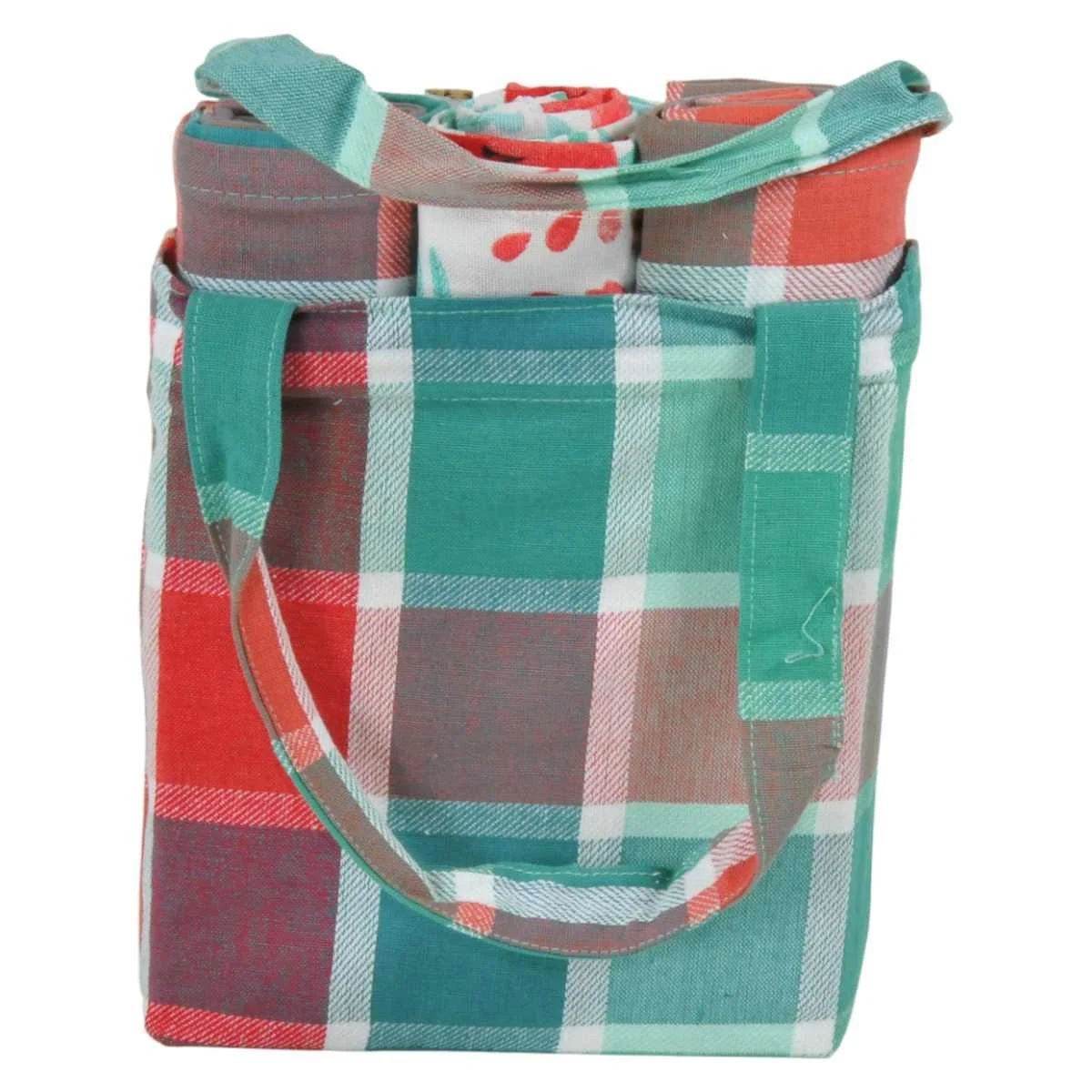 Strofinaccio con Borsetta Tulipani Quadri cm.45x70 Set pz.3