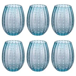 Set 6 bicchieri acqua 525 ml in vetro lavorato, Shiraz Ocean