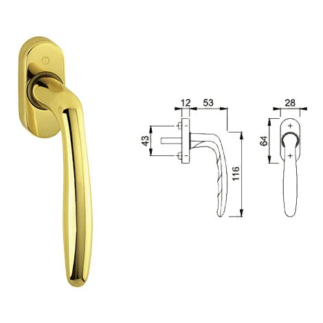 MANIGLIA MARTELLINA HOPPE ROISSYDK OTTONE LUCIDO MANIGLIE PORTE FINESTRE PZ. 2