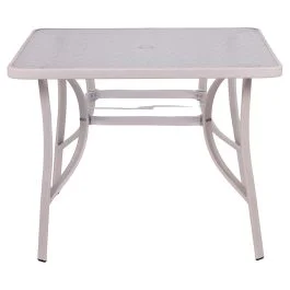 Tavolo da esterno 96x96 cm, in vetro e acciaio, bianco, Esté