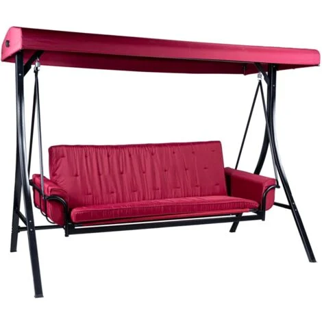 dondolo da giardino 3 posti eurogarden "red passion" in acciaio e poliestere burgundy 240x130x182 cm