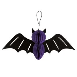 Pipistrello decorativo 3D in carta con chiusura in velcro h. 11 cm, Halloween