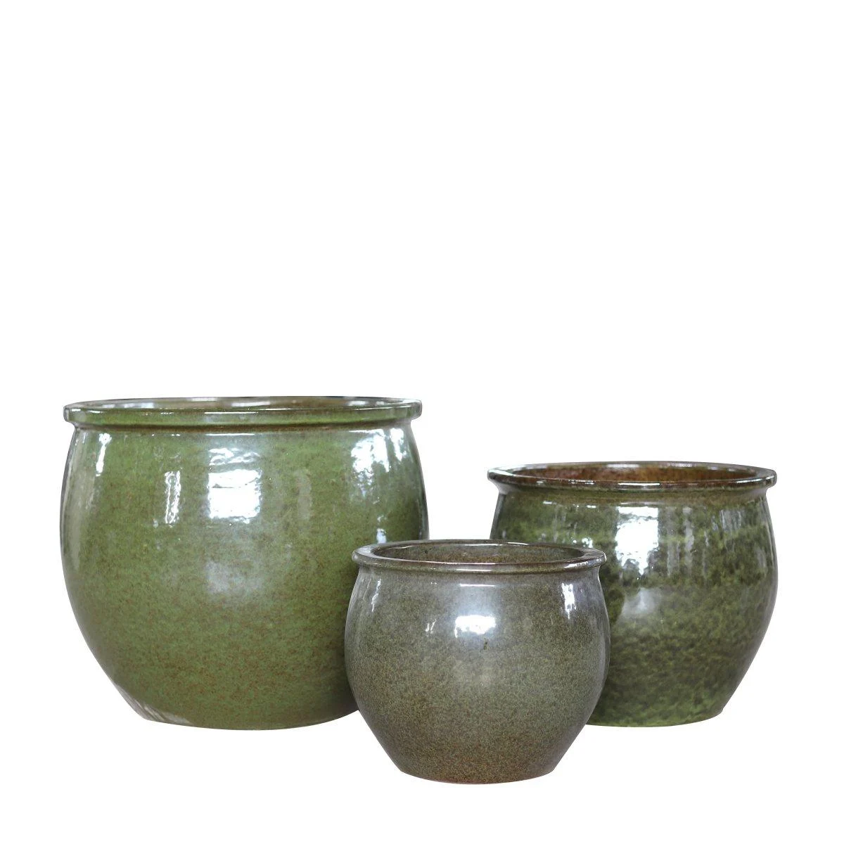Vaso Ceramica Ciotola Verde con Bordo cm.55x46