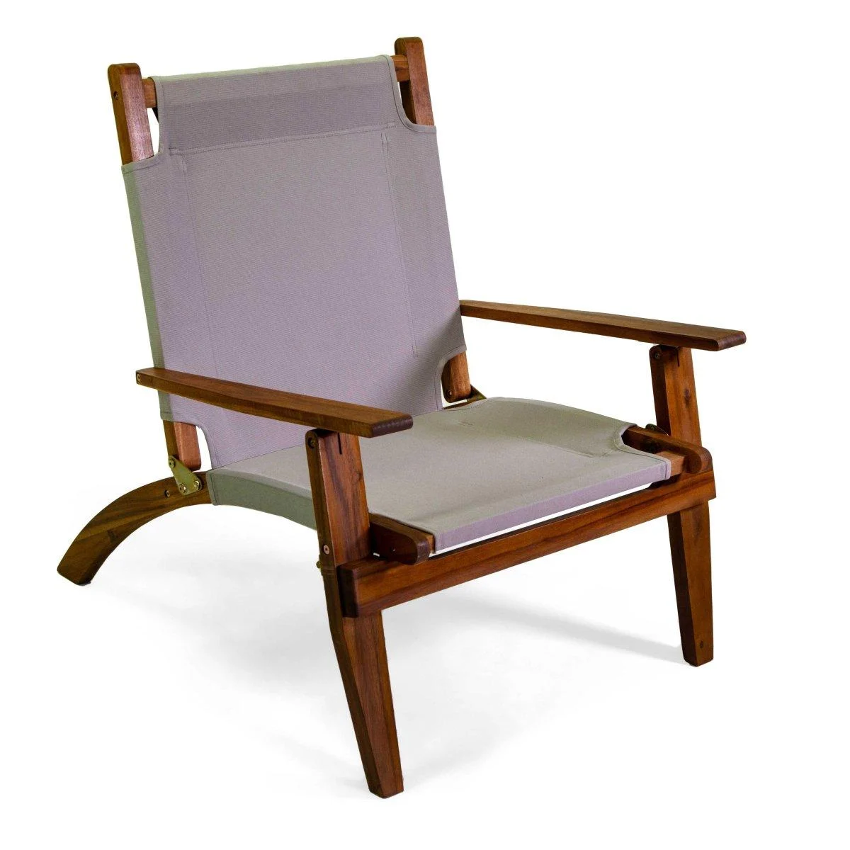 Poltrona Diane Legno Acacia con Tessuto Grigio cm.76x89xh91
