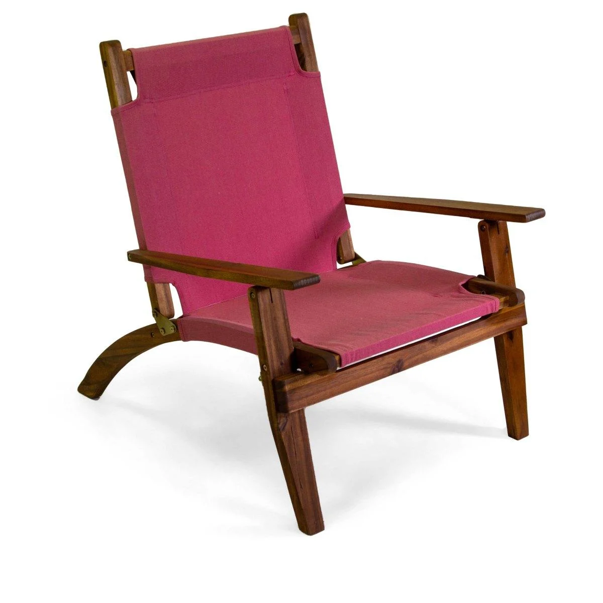 Poltrona Diane Legno Acacia con Tessuto Rosso cm.76x89xh91