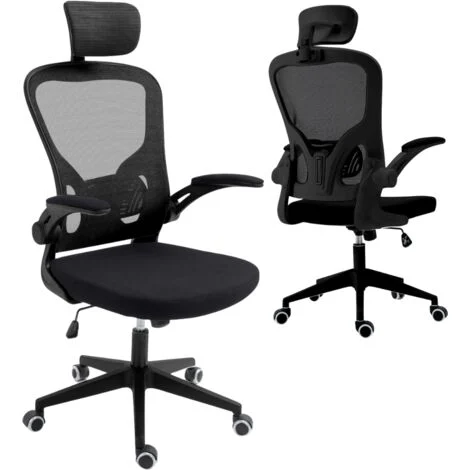 Sedia Ufficio Ergonomica Poltrona Scrivania Girevole con Braccioli - Nero - black