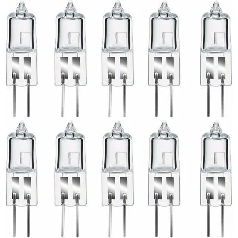 10 lampadine alogene G4 50W 12V, bianco caldo 2800K, dimmerabili, capsula trasparente
