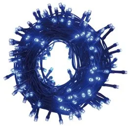 Filo 300 led blu 13,5 m, uso esterno, 8 giochi luce, Santa's House